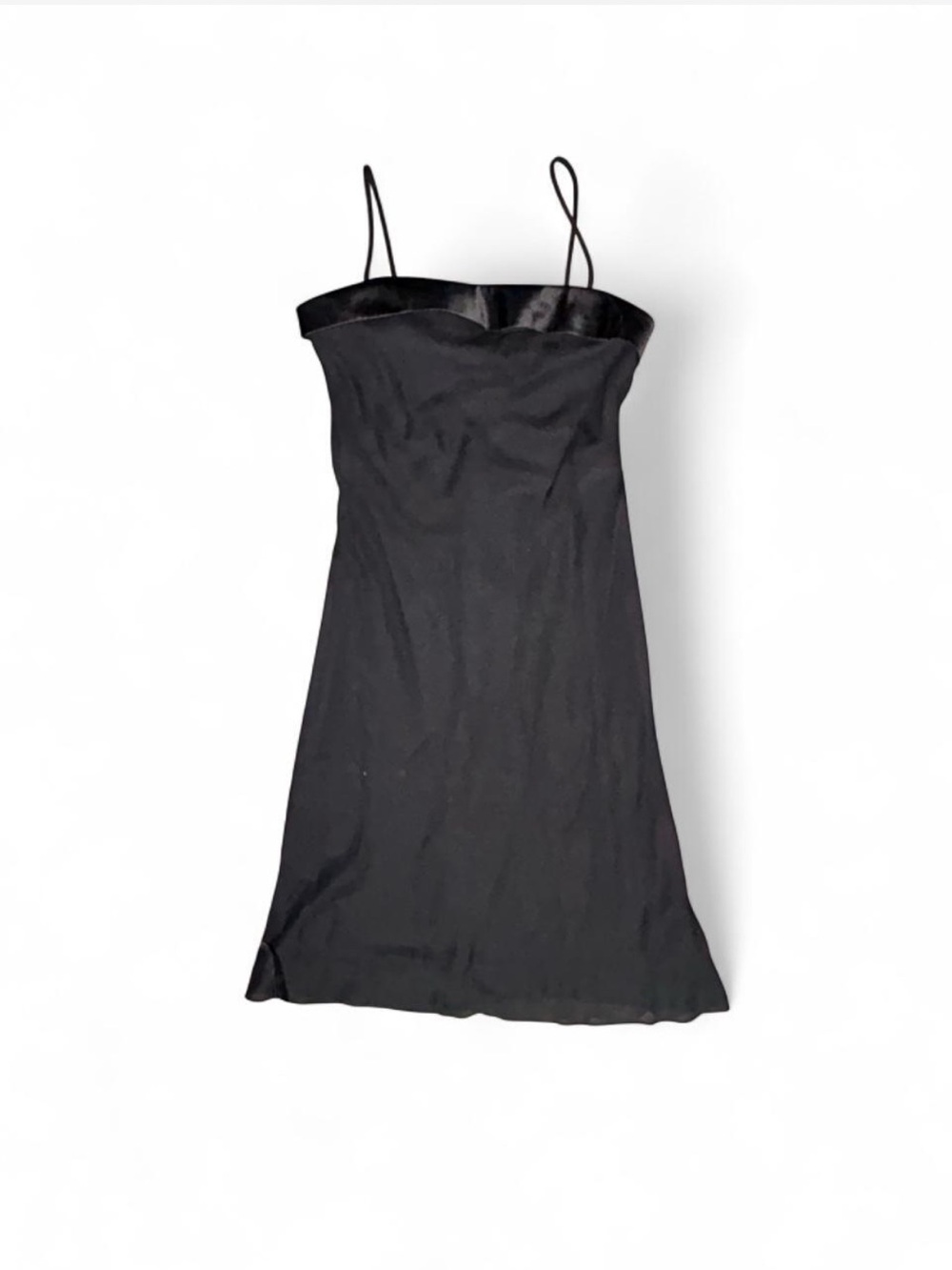 Vintage 90s Y2K Jump Black Mini Slip Dress with Satin Trim - Made in USA